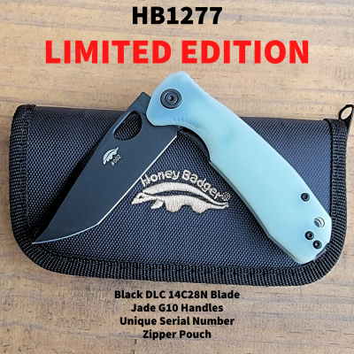 HB Tanto Blade Black DLC 14C28N-Steel Knife HBS9 JADE G10 Size: M HB Tanto Blade Black DLC 14C28N-Steel Knife HBS9 JADE G10 Size: M